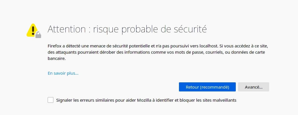 Ajout du certificat TLS du Docker registry privé depuis la navigateur Firefox