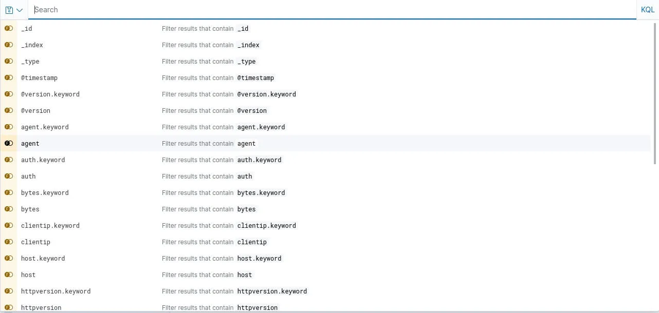 discover filter kibana