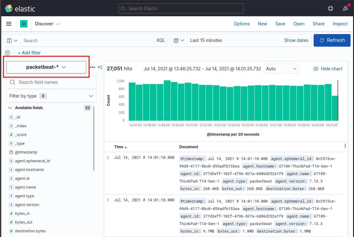 discover kibana pour les logs packetbeat