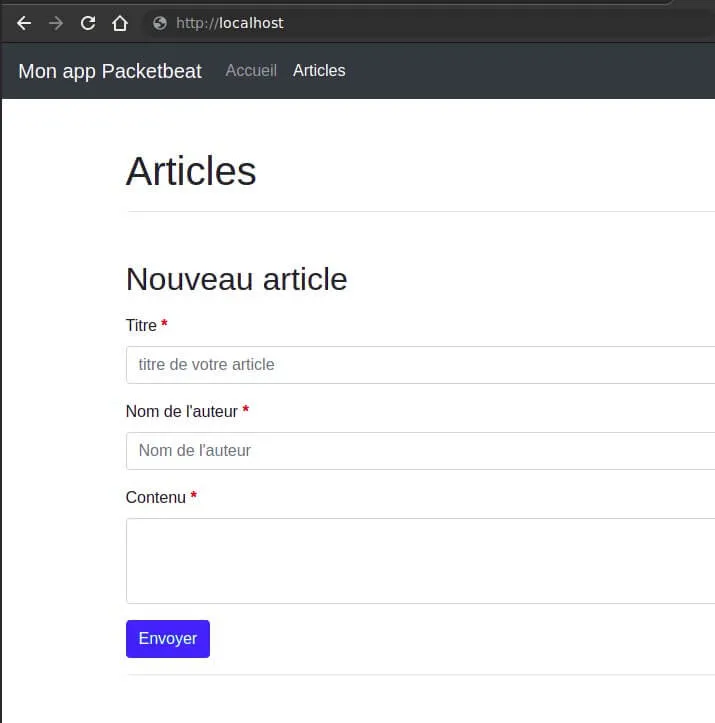 page home de la web app docker packetbeat