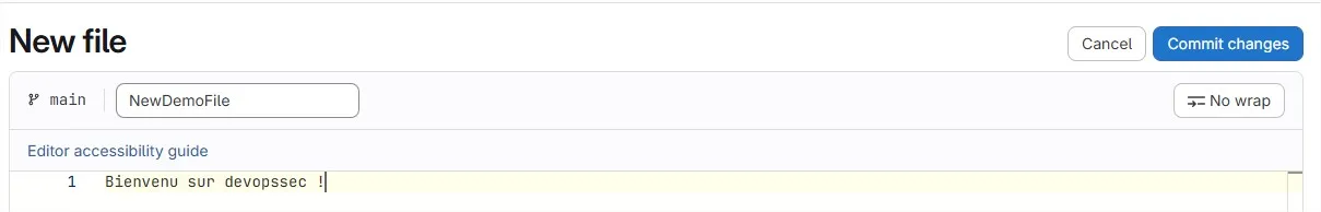 Édition du fichier en ligne sur GitLab