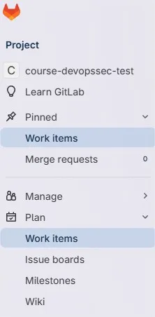 Bouton New Work item dans GitLab