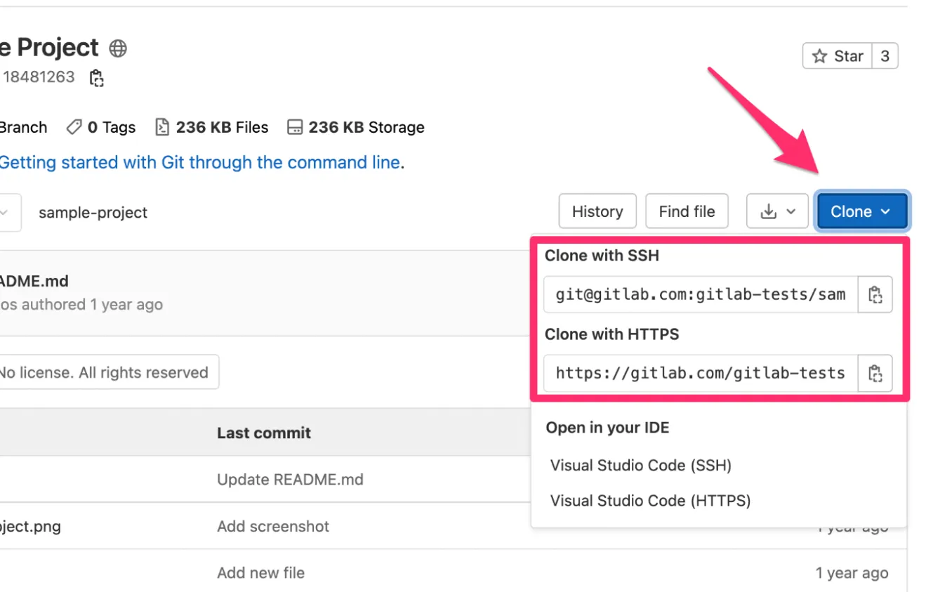 Bouton clone Gitlab