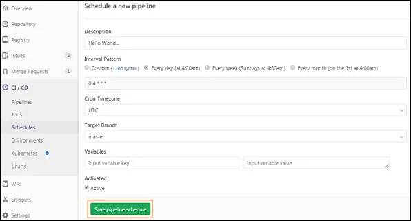 Planification d'un pipeline