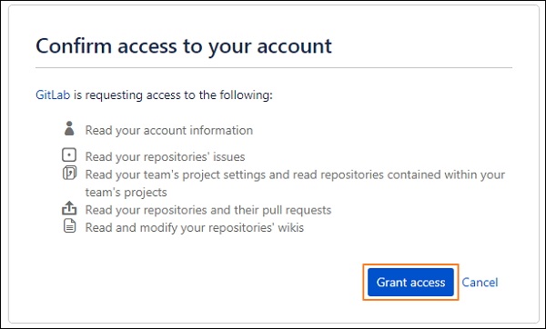 Demande d'autorisation Bitbucket