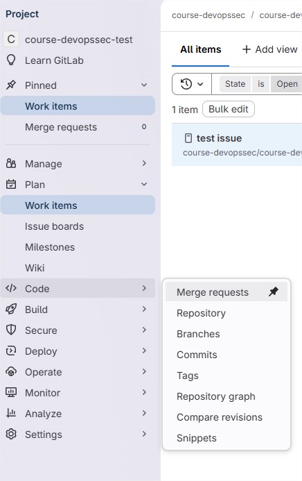 Interface des Merge Requests GitLab