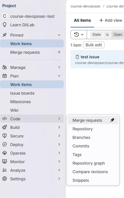 Interface des Merge Requests GitLab