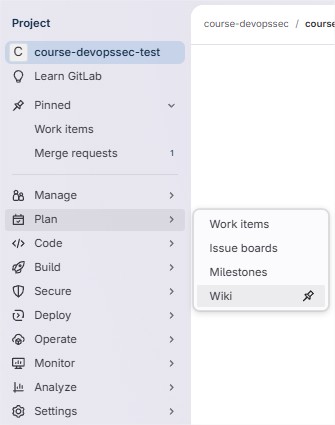 Menu Wiki dans l'interface GitLab