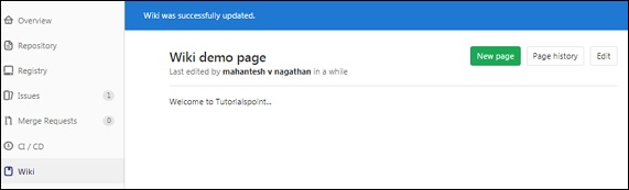 Aperçu de la page Wiki créée