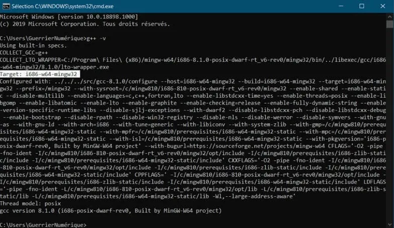 architecture du compilateur avec la commande g++