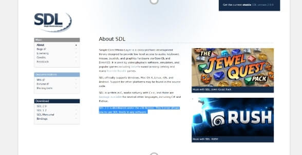 site web officiel de la bibliothèque SDL