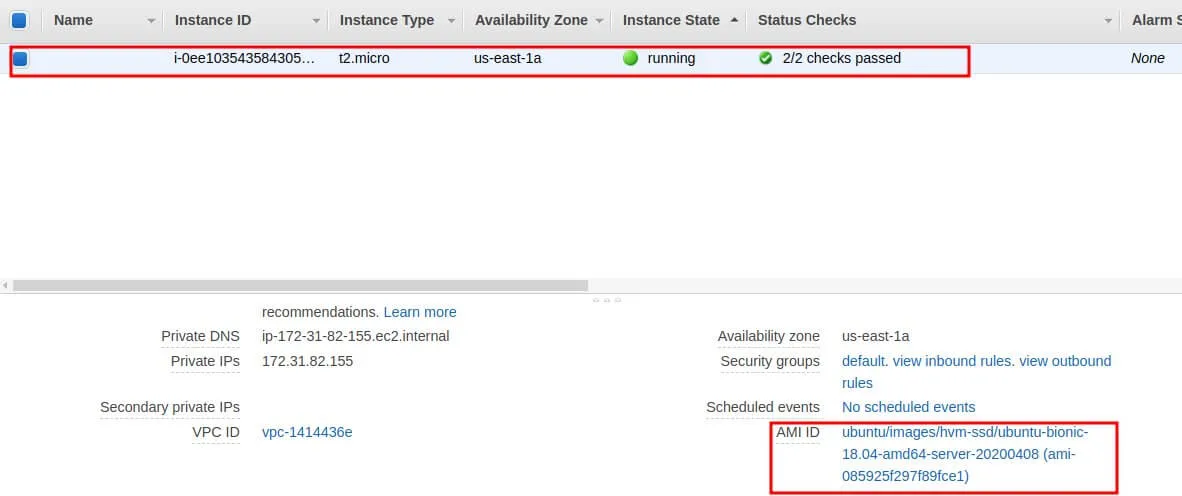 Instance ec2 créée depuis notre code Terraform à l'aide d'une Data Source