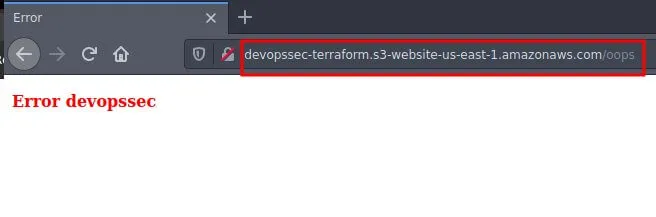 déclenchement d'une erreur sur notre site web statique S3