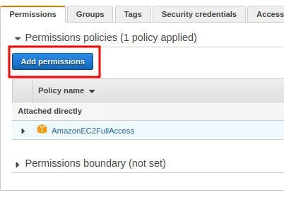 Modification de la policy de notre utilisateur IAM
